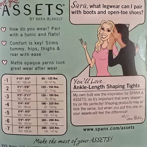 NWT Spanx Assets - Ankle Length Shaping Tights - Black (2) - Picture 4 of 6